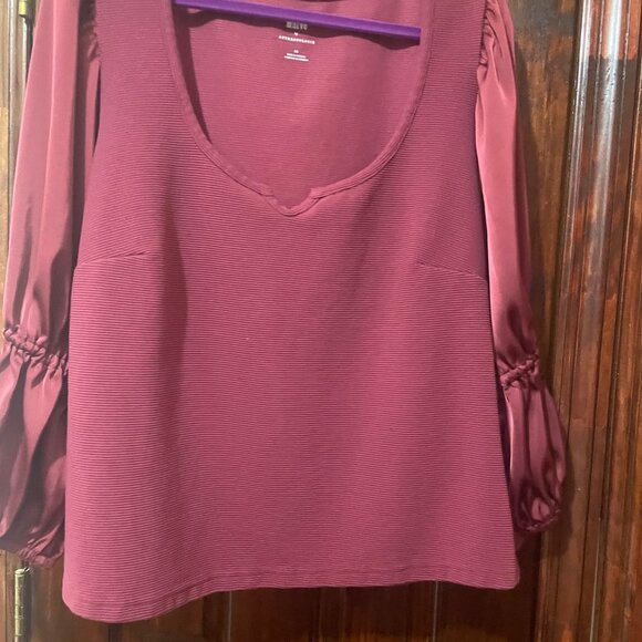 NWOT Maeve Berry Magenta Ribbed Tiered Sleeve Top 2X - Picture 6 of 6